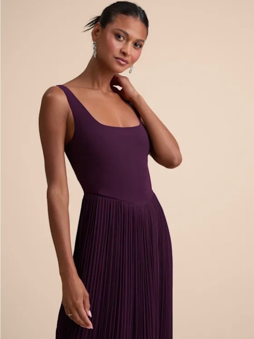 Chiffon Maxi Dress in Deep Plum NWT